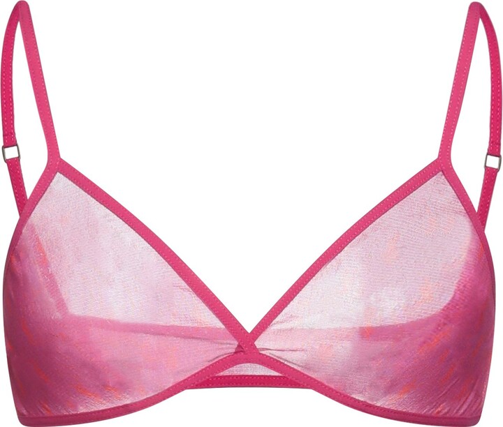 Saint Laurent Printed Tulle Soft-cup Triangle Bra - Gold