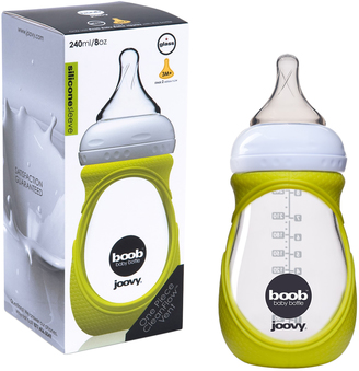 Joovy Boob Baby Bottle Glass - 8oz/240ml with Green Sleeve
