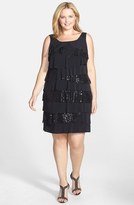 Thumbnail for your product : Betsy & Adam Sequin & Chiffon Tiered Sheath Dress (Plus Size)