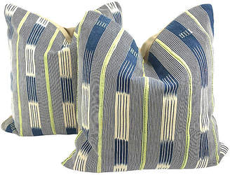 One Kings Lane Vintage African Indigo Baule Cloth Pillows - Set of 2 - Uptown Found