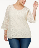 Thumbnail for your product : Style&Co. Style & Co Plus Size Lace Lantern-Sleeve Top, Created for Macy's