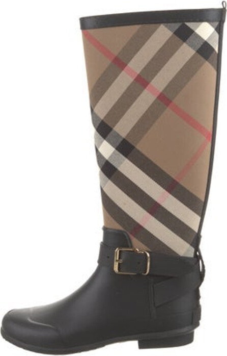 Burberry House-check strap-detail rain boots - ShopStyle