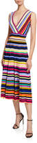 Thumbnail for your product : Milly Plus Size Striped Surplice Fit-and-Flare Midi Dress
