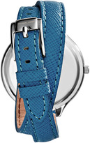 Thumbnail for your product : Michael Kors Slim Silver Color Double-Wrap Stainless Steel/Leather Runway Watch