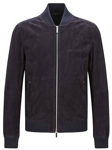HUGO BOSS Regular-fit leather jacket with ribbed cuffs: `Alfondo-WS` -  ShopStyle