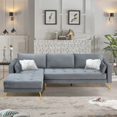 Thumbnail for your product : GEROJO Modern L-Shape Sectional Sofa with 2 Pillows, Upholstered Couch with Velvet for Living Room Apartment