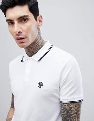 Pretty Green tipped polo shirt in white