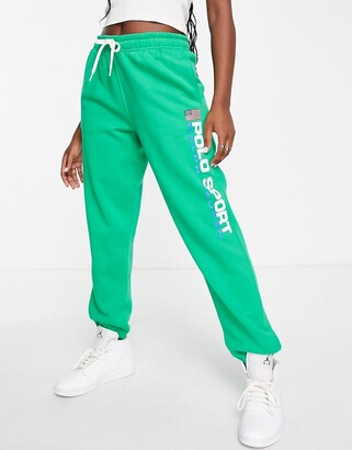 Polo Ralph Lauren cuffed logo sweatpants in green - ShopStyle