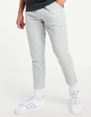 ASOS DESIGN cigarette pants with pleats in light gray seersucker -  ShopStyle Chinos & Khakis