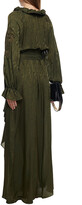 Thumbnail for your product : Dundas Belted broderie anglaise-trimmed satin-jacquard maxi wrap dress