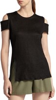 Thumbnail for your product : Halston Cold-Shoulder Linen Tee
