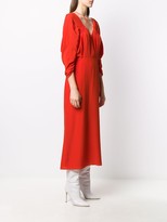 Thumbnail for your product : Victoria Beckham Draped-Sleeve Drawstring Midi Dress