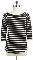 Thumbnail for your product : Casual Couture by Green Envelope Striped Shirt with Faux Leather Collar