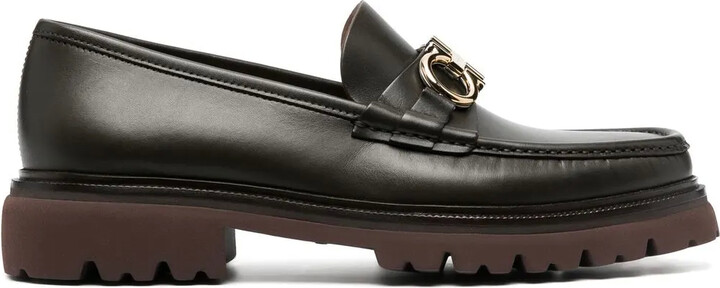 Gancini chunky leather loafers