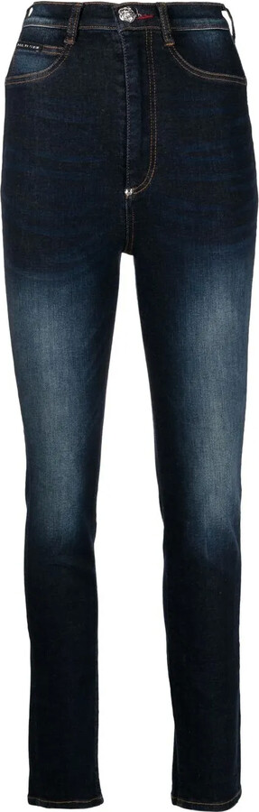 Philipp Plein Stonewashed High-Waisted Jeggings