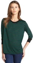 Thumbnail for your product : LnA black and green striped jersey scoop neck t-shirt