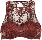 Thumbnail for your product : I.D. Sarrieri Lace-paneled Satin-trimmed Stretch-mesh Underwired Bra