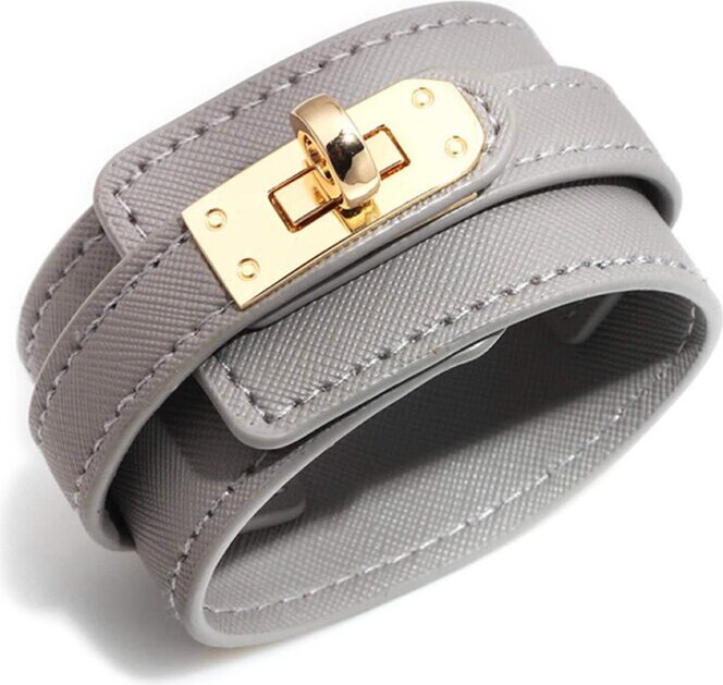 Liv Oliver 18K Plated Leather Lock Bracelet ShopStyle