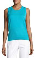 Thumbnail for your product : St. John Nitya Eyelet Knit Scoop-Neck Shell, Turquoise