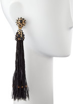 Thumbnail for your product : Oscar de la Renta Black Bead & Feather Tassel Earrings