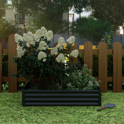 Arlmont & Co. Metal Raised Garden Bed, Rectangle Raised Planter 4×2×1Ft For Flowers Plants, Vegetables Herb