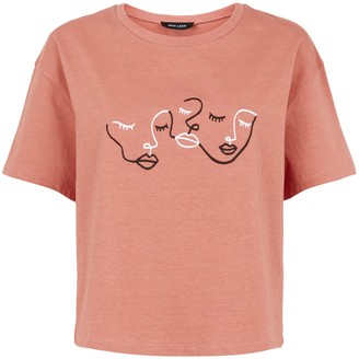 New Look Face Embroidered T-Shirt