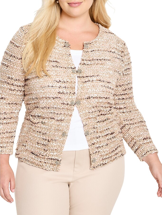 NIC+ZOE Plus Tonal Mix Knit Jacket