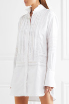 Thumbnail for your product : Burberry Pintucked Macramé Lace-paneled Cotton Shirt - White