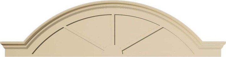 82-in. W x 21-1/2-in. H x 2-1/2-in. P Segment Arch W/Flankers 3 Spoke Signature Urethane Pediment, Primed Tan