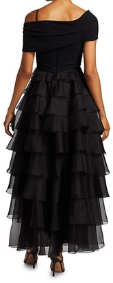 Giambattista Valli Wrapped Off-The-Shoulder Ruffle Tiered Gown