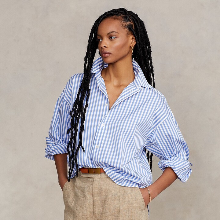 Ralph Lauren Blue And White Striped Women's Shirt | ShopStyle