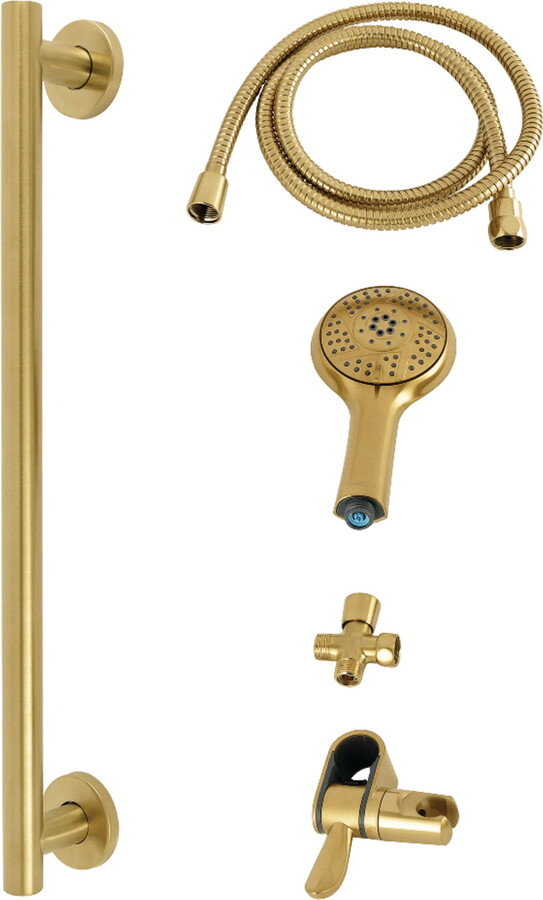 Kingston Brass KAK1547D Made to Match Shower System with Slide/Grab Bar and Hand Shower, Brushed Brass