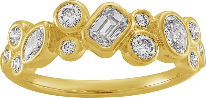 Artisan Gold / White Designer Bezel Diamond Band In 14K Yellow Gold