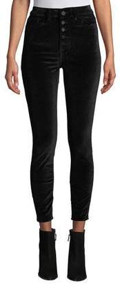 DL1961 Premium Denim Chrissy High-Rise Velvet Skinny Jeans with Button Fly