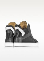 Thumbnail for your product : Ylati Zeus Black, Dark Grey and White Leather High Top Sneaker