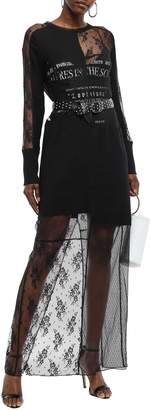 McQ Patchwork-effect Layered Printed Lace And Cotton-jersey Maxi Dress