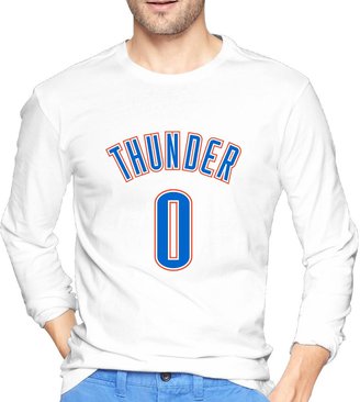 balala Men Oklahoma Thunders No.0 Russell Westbrook Classic Long Sleeve T Shirts