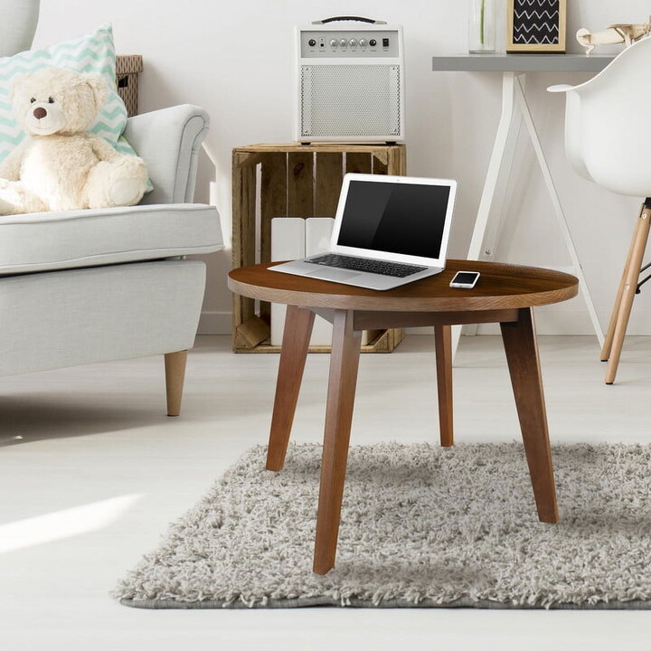 American Trails Re-sanded and Varnished Round Hardwood Coffee Table, Walnut