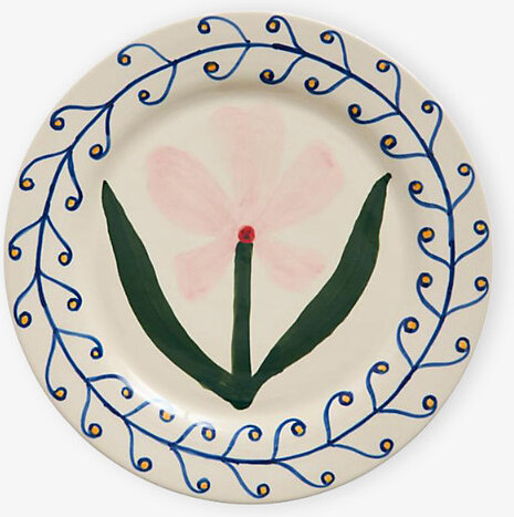 La Pittura Plate Deep Blue Flower - Thumbnail 5