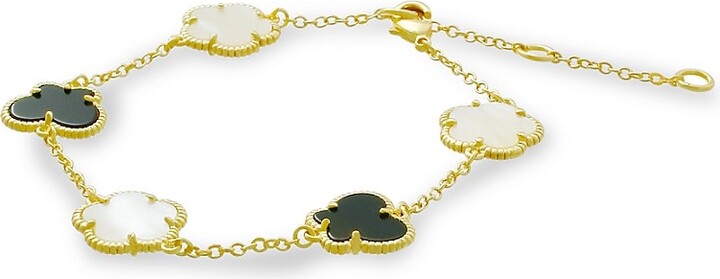 Bijoux Spiritual Beads Bracelet with Black Onyx and 14K Yellow Gold, 4mm