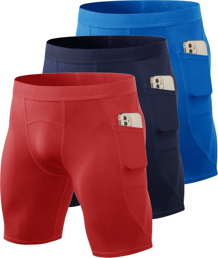 Yuerlian 3 Pack Mens Shorts Quick Dry Running Gym Workout Casual Short with Pockets 