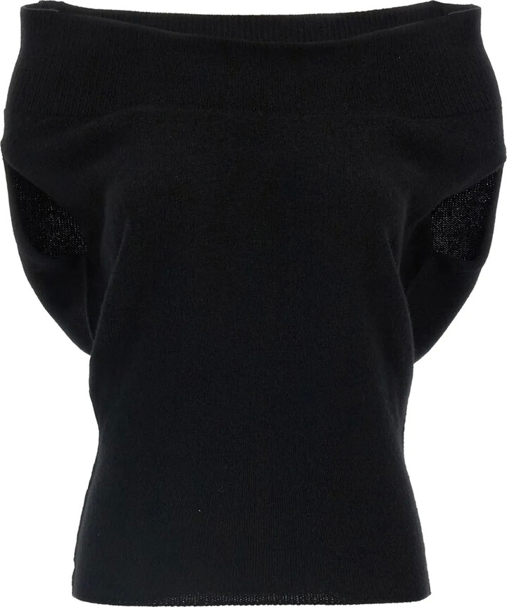 Rick Owens Off-Shoulder Draped Knitted Vest