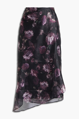 Vince Wrap-effect floral-print organza midi skirt