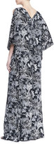 Thumbnail for your product : Zac Posen ZAC Cold Shoulder Floral Print Caftan, Black/White