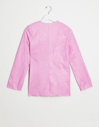 UNIQUE21 faux leather blazer in hot pink