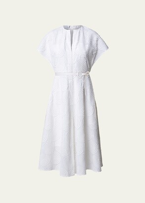 Akris Punto Cotton Loop Embroidered Midi Dress
