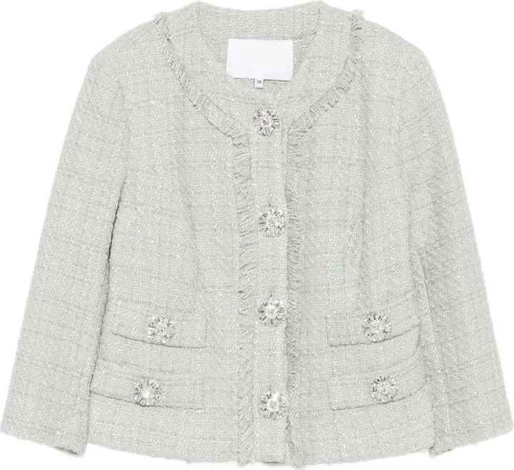 cochan♡Lumignon tweed fringe jacket 白 cochan♡Lumignon tweed fringe jacket 白 YIZHIWANG Korean Fringes