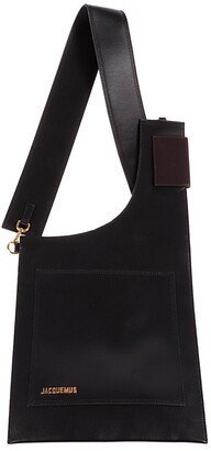 Jacquemus Le Sac Tablier Leather Shoulder Bag in Black Womens Bags Shoulder bags 