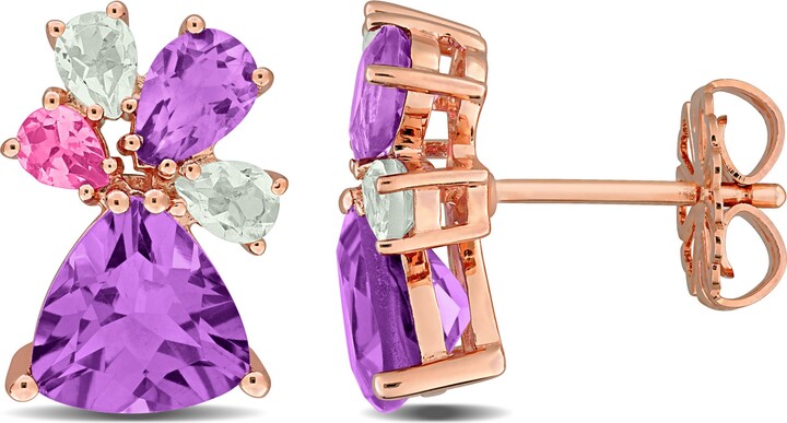 DELMAR Semiprecious Stone Cluster Stud Earrings