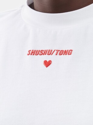 【SHUSHUTONG】 letter heart LOGO cotton neck short T-shirt SHUSHU/TONG Heart-logo Cotton-jersey T-shirt - ShopStyle